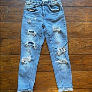Wax Jean Light Blue Distressed Ankle Jeans